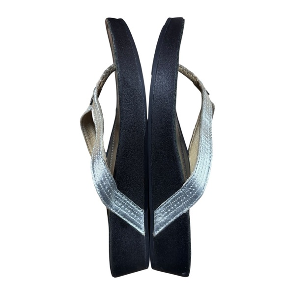 Olukai ‘Ola’ Silver Leather Platform/Wedge Sandals – Women’s Sz 7 - Picture 6 of 9